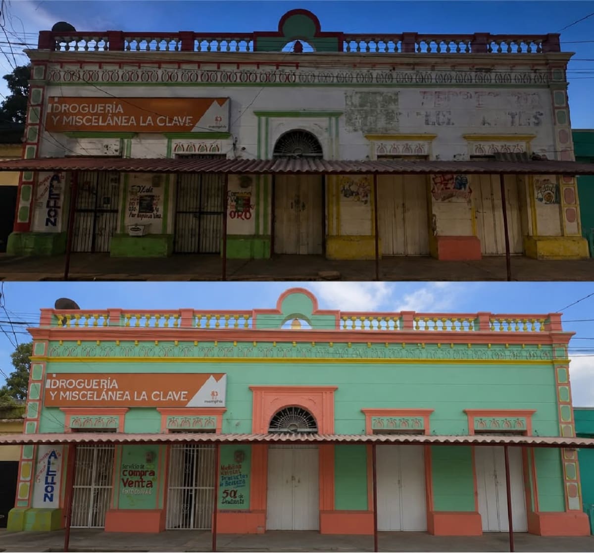 La renovación de fachadas busca fortalecer el turismo en Calamar // Cortesía: Gobernación de Bolívar.