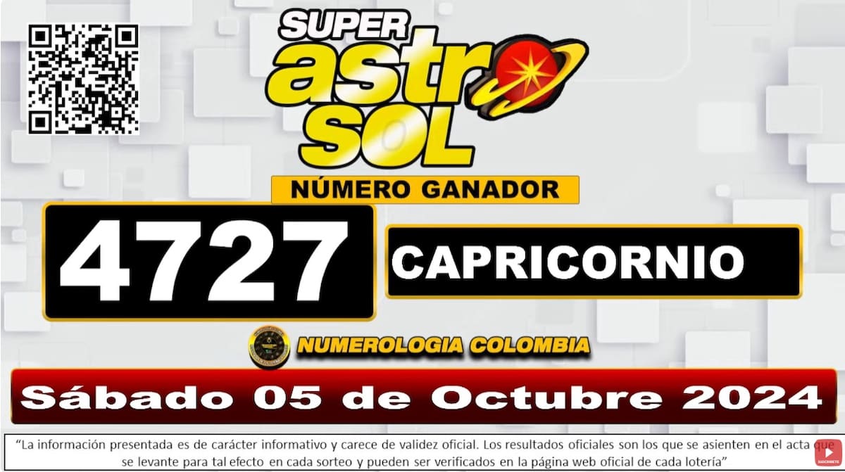 Resultado de Astro Sol del 5 de octubre de 2024.