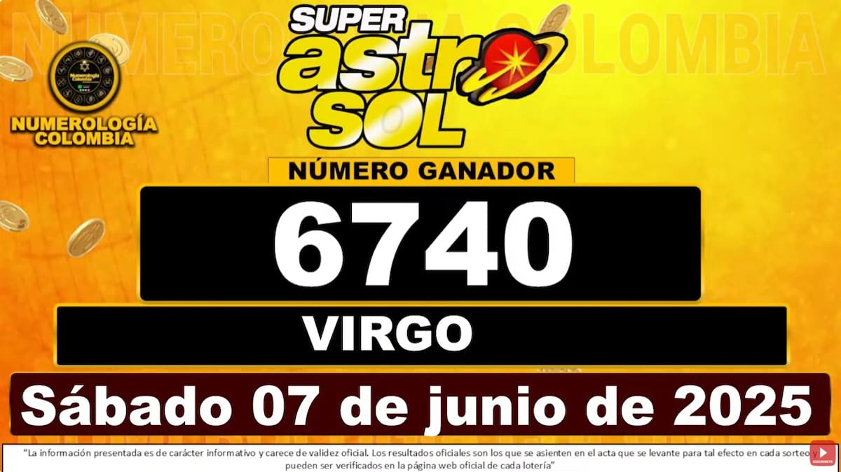 Resultado de Astro Sol del 7 de junio de 2025.