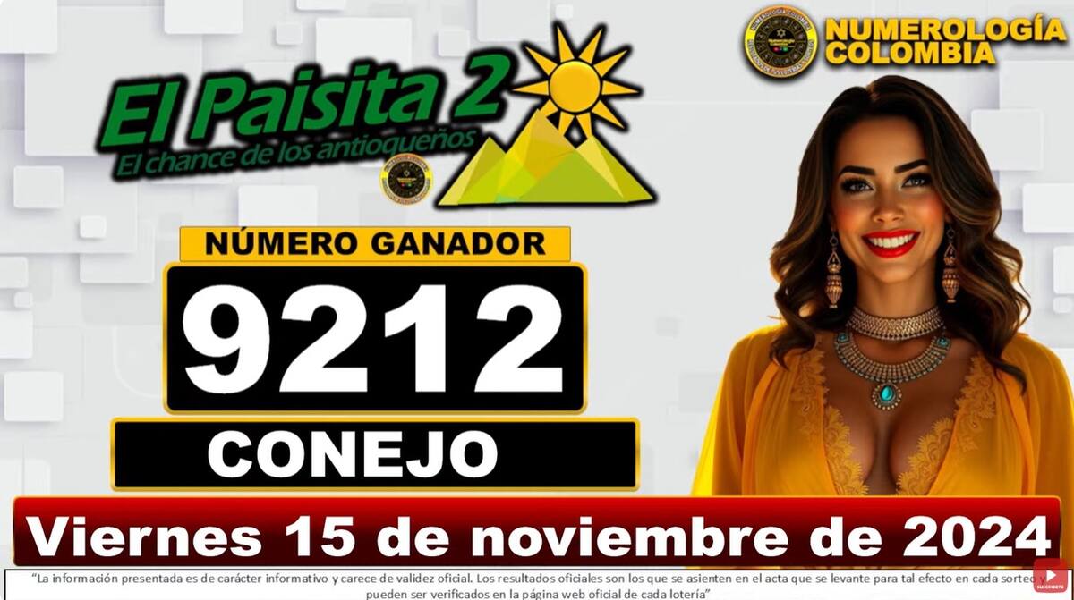 Resultado de El Paisita Noche del 15 de noviembre de 2024.
