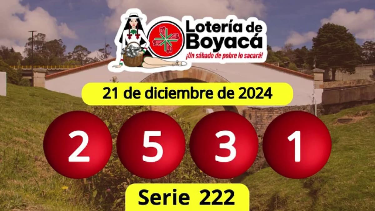 Resultado de la Lotería de Boyacá del 21 de diciembre del 2024. // Foto de internet