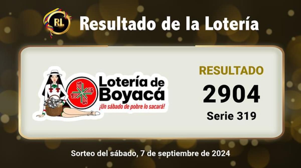 Resultado de la Lotería de Boyacá del sábado 7 de septiembre del 2024. // Foto tomada de internet.
