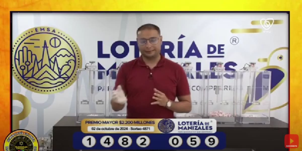 Resultado de lotería de Manizales 02 de octubre. // Foto: Captura.