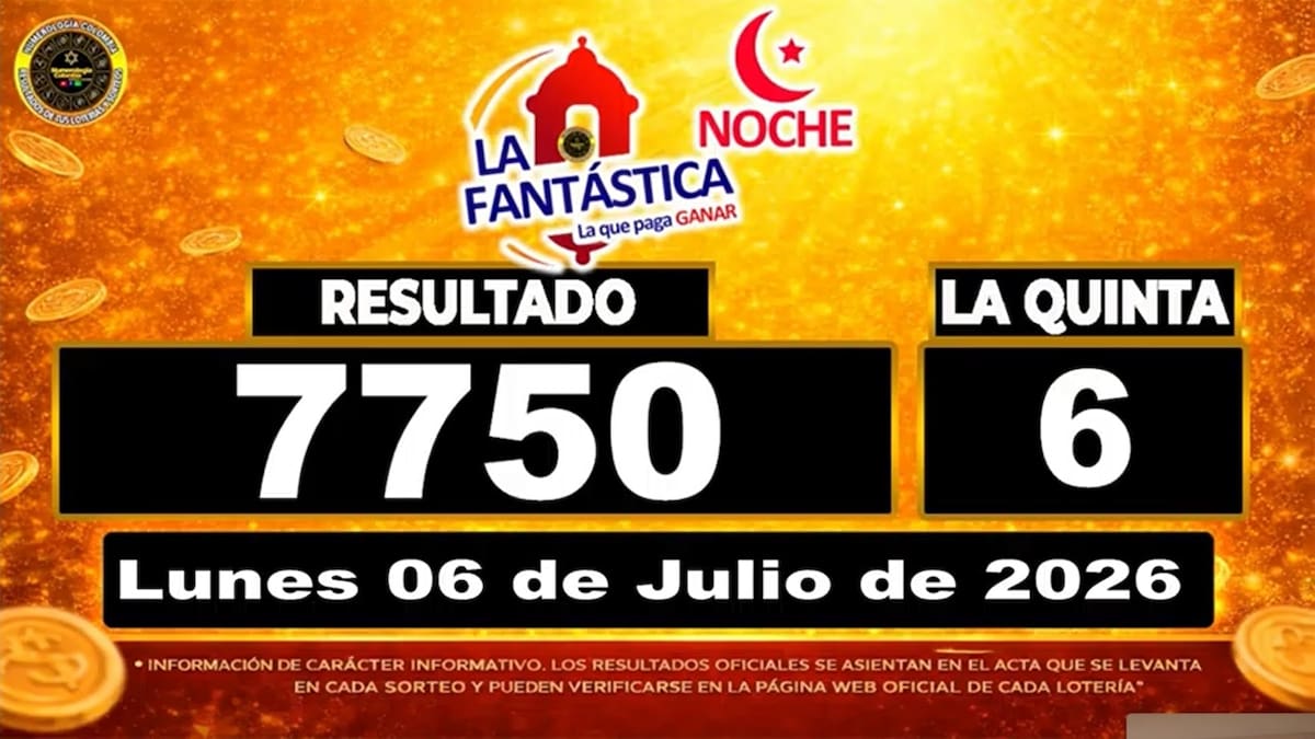 Resultado del sorteo del chance La Fantástica Noche del 6 de junio de 2026. // Foto: captura de pantalla de Youtube @NumerologíaColombia