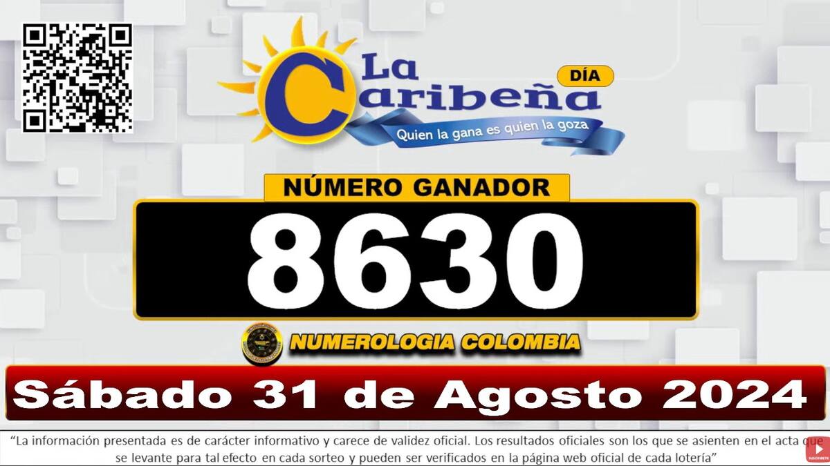 Resultado del sorteo de La Caribeña del 31 de agosto.