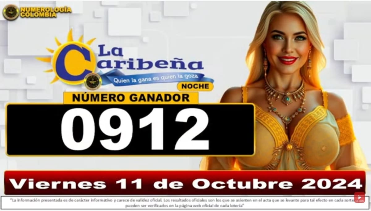 Resultado del sorteo de La Caribeña Noche del 11 de octubre del 2024. // Foto de internet