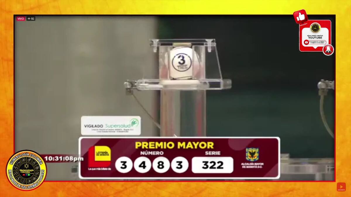Resultado del sorteo de la Lotería de Bogotá del 24 de octubre del 2024. // Foto de internet