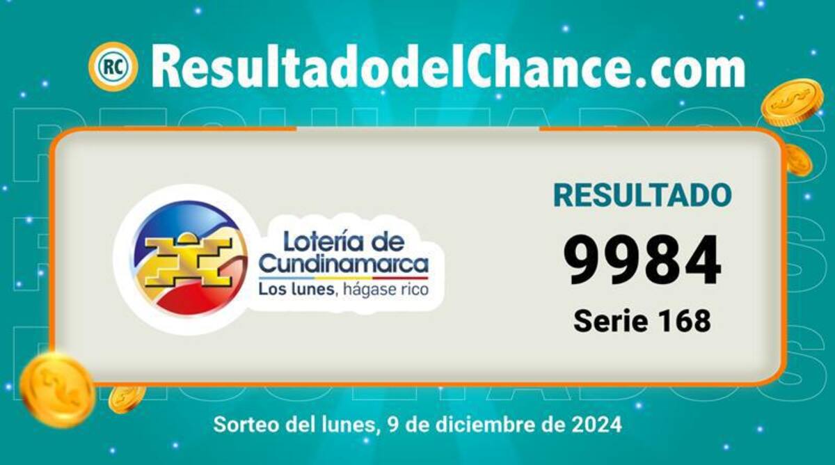 Resultado del sorteo de la Lotería de Cundinamarca del 9 de diciembre del 2024.