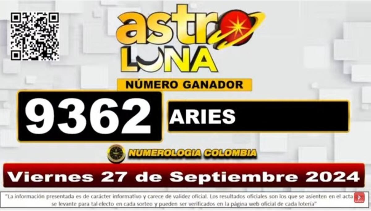 Resultado del sorteo de Super Astro Luna del 27 de septiembre del 2024. // Foto de internet
