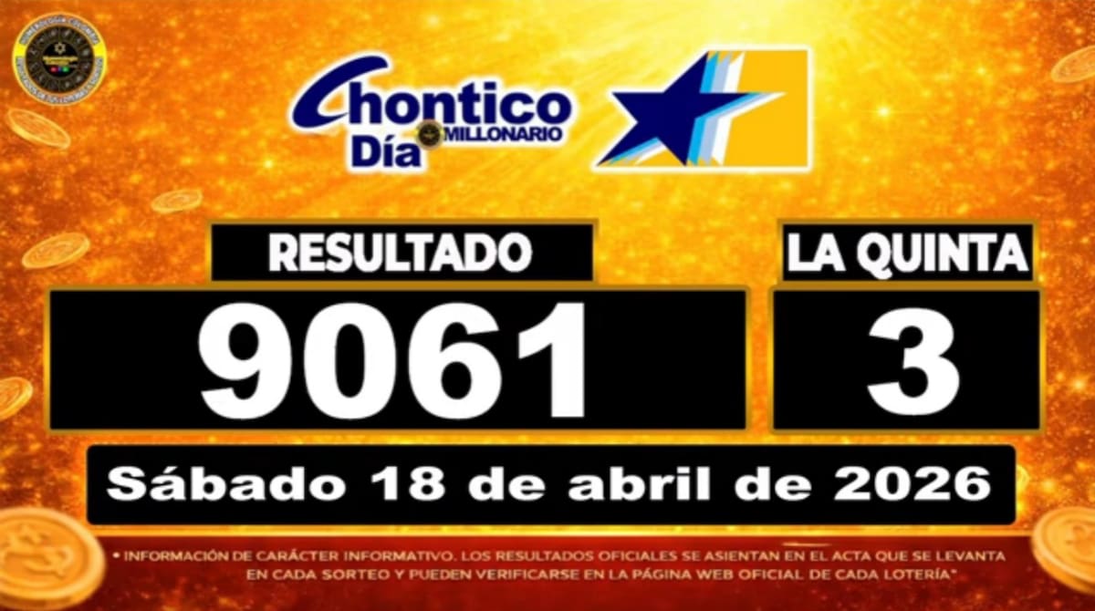 Resultado del sorteo del chance Chontico Día del 18 de abril de 2026. // Foto: captura de pantalla
