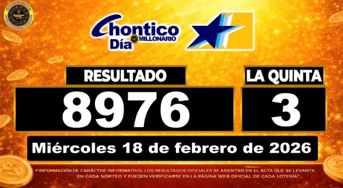Resultado del sorteo del chance Chontico Día del 19 de febrero de 2026. // Foto: captura de pantalla