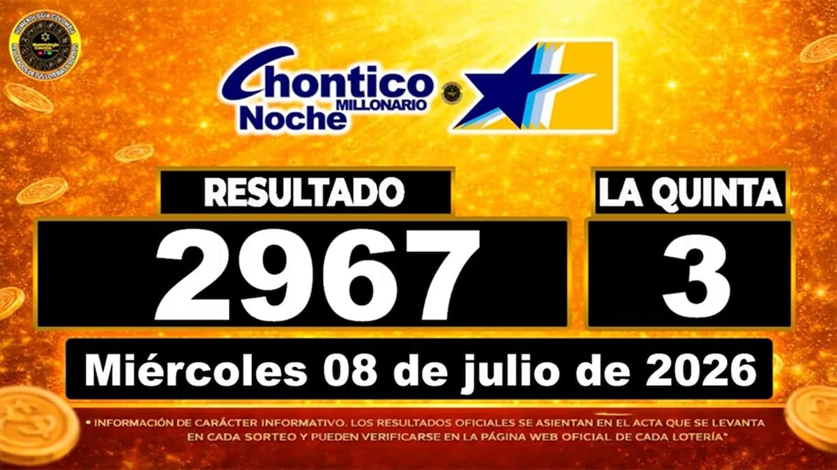 Resultado del sorteo del chance Chontico Noche del 8 de julio de 2026. // Foto: captura de pantalla de Youtube @NumerologíaColombia