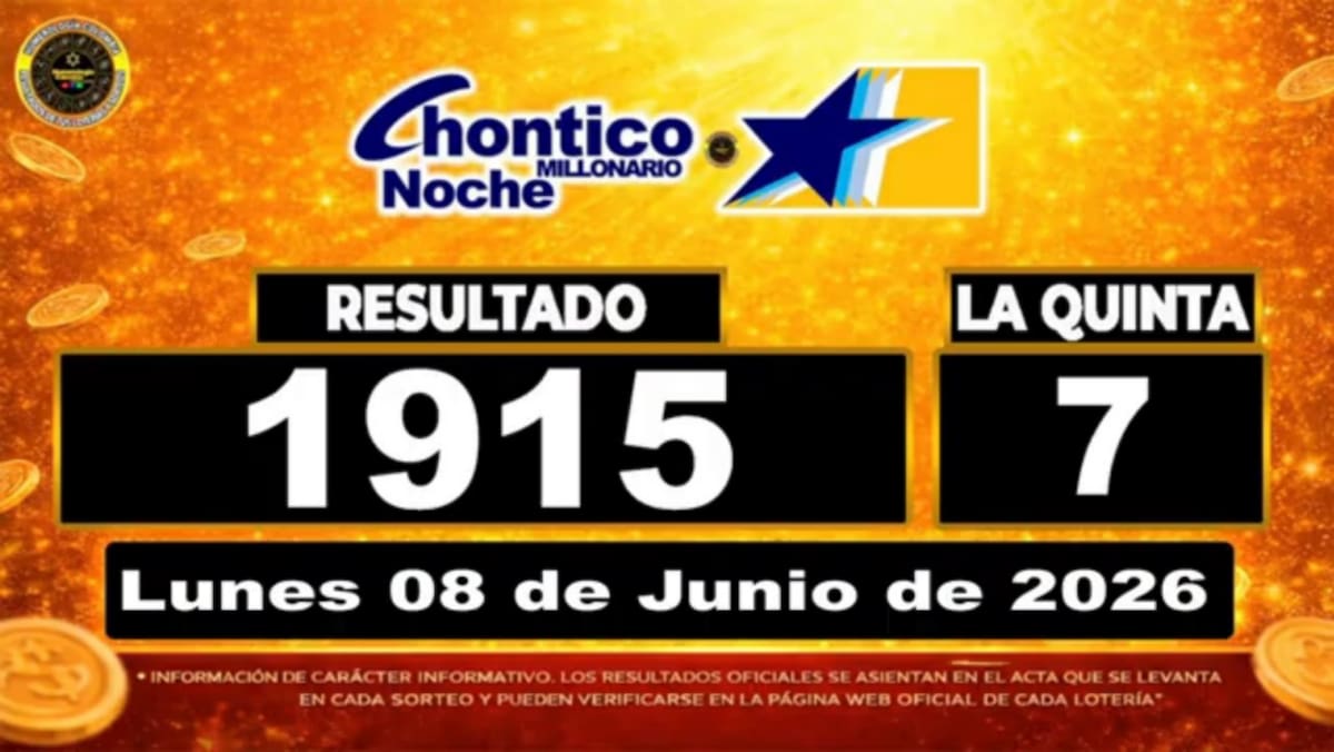 Resultado del sorteo del chance Chontico Noche del 8 de junio de 2026. // Foto: captura de pantalla de Youtube @NumerologíaColombia