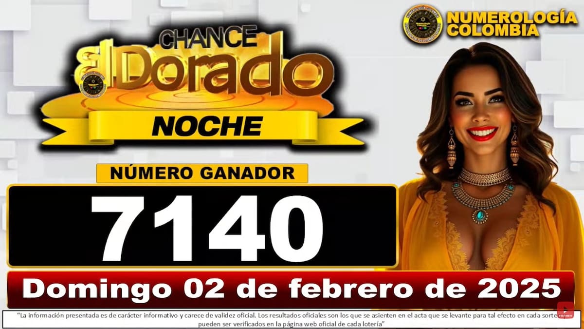 Resultado del sorteo del chance El Dorado Noche del domingo 2 de febrero del 2025. // Foto de internet