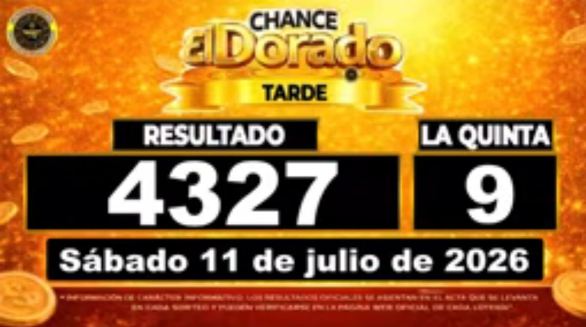Resultado del sorteo del chance El Dorado Tarde del 11 de julio de 2026. // Foto: captura de pantalla de Youtube @NumerologíaColombia