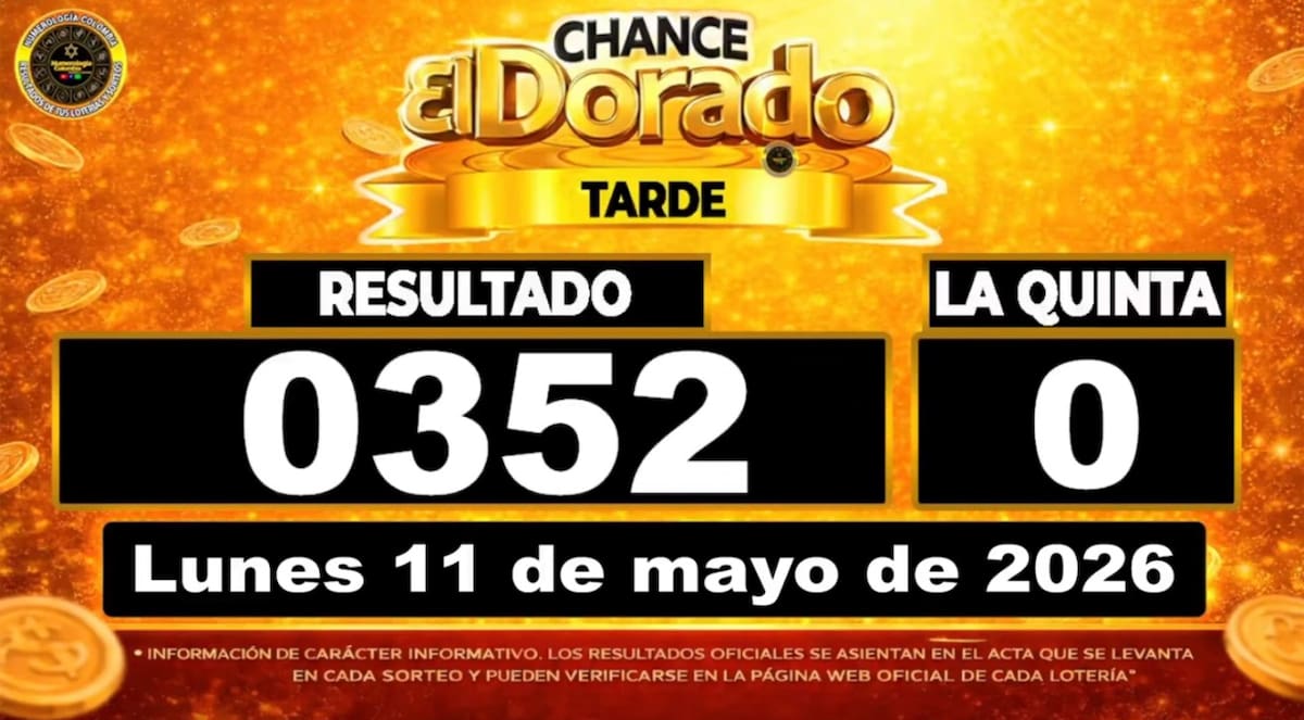 Resultado del sorteo del chance El Dorado Tarde del 11 de mayo de 2026. // Foto: captura de pantalla con fines informativos de Youtube: @NumerologíaColombia
