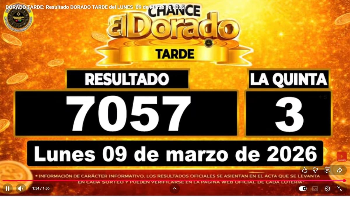 Resultado del sorteo del chance El Dorado Tarde del 9 de marzo de 2026. // Foto: captura de pantalla