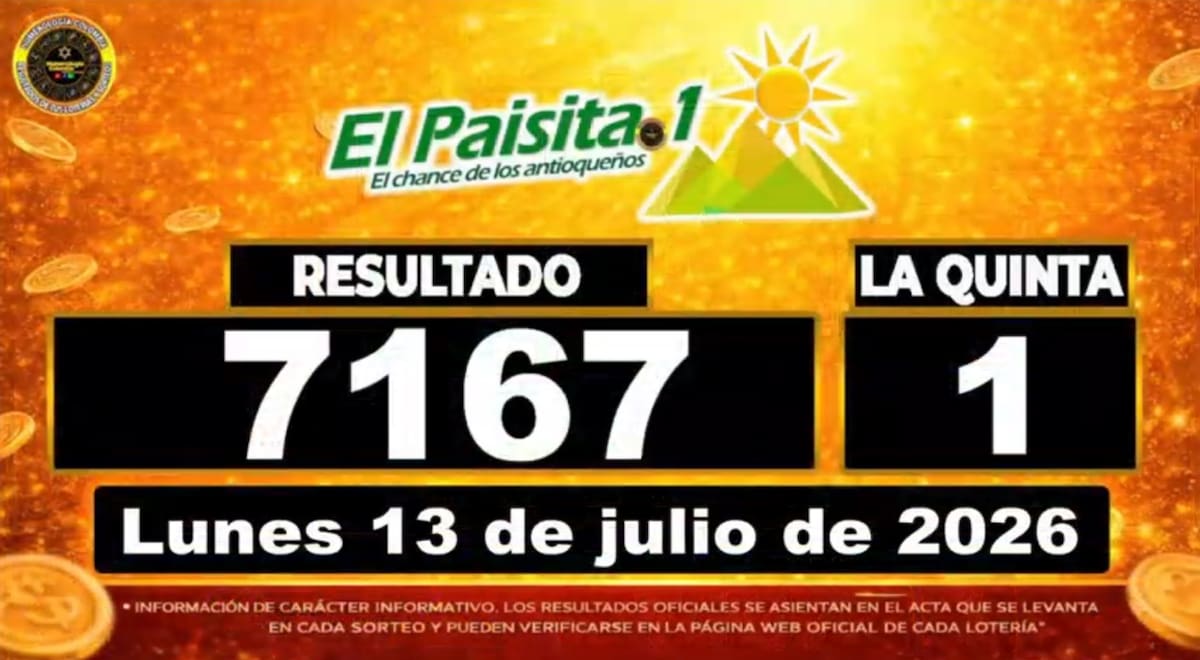 Resultado del sorteo del chance El Paisita Día del 13 de julio de 2026. // Foto: captura de pantalla de Youtube @NumerologíaColombia
