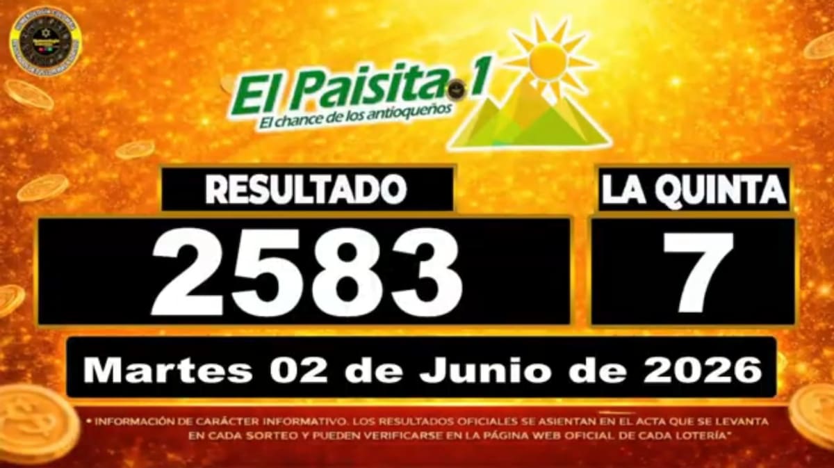 Resultado del sorteo del chance El Paisita Día del 2 de junio de 2026. // Foto: captura de pantalla de Youtube @NumerologíaColombia