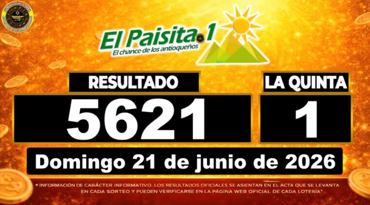 Resultado del sorteo del chance El Paisita Día del 21 de junio de 2026. // Foto: captura de pantalla de Youtube @NumerologíaColombia