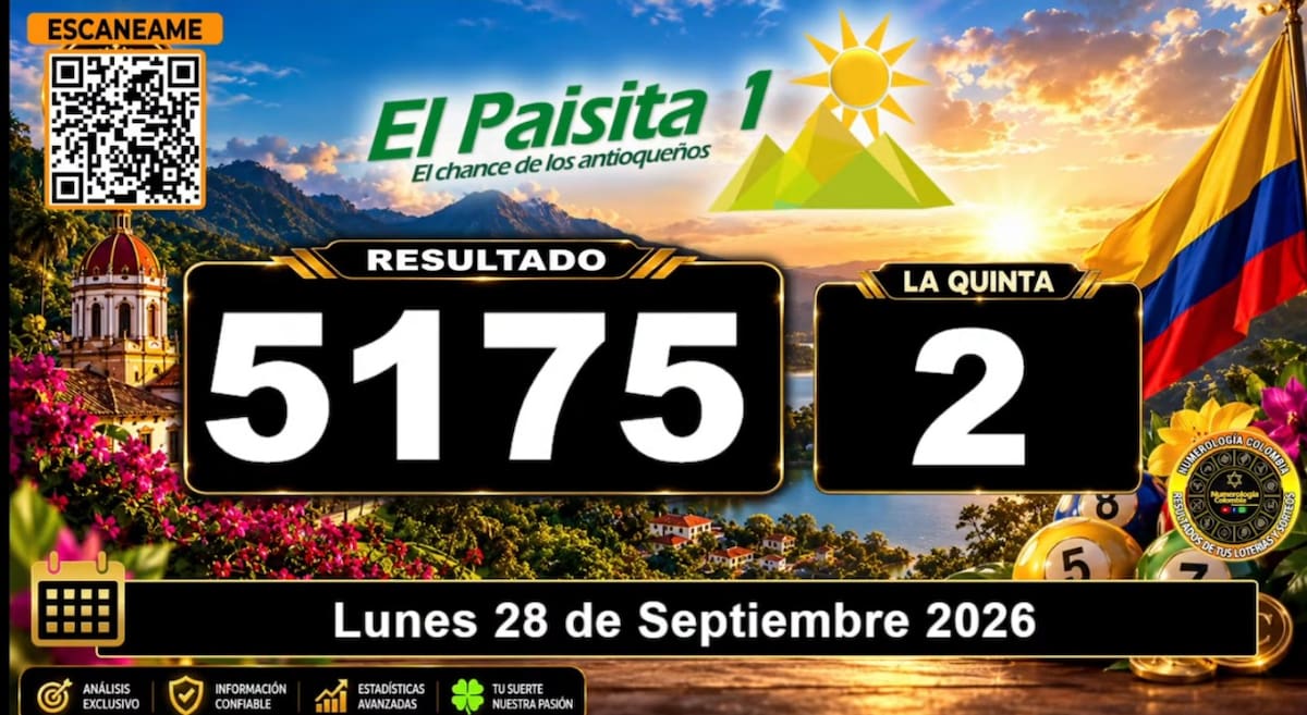 Resultado del sorteo del chance El Paisita Día del 28 de septiembre de 2026. // Foto: captura de pantalla de Youtube @NumerologíaColombia