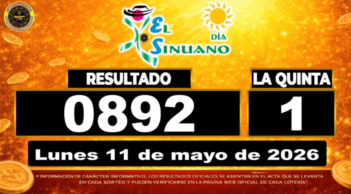 Resultado del sorteo del chance El Sinuano Día del 11 de mayo de 2026. // Foto: captura de pantalla con fines informativos de Youtube: @NumerologíaColombia