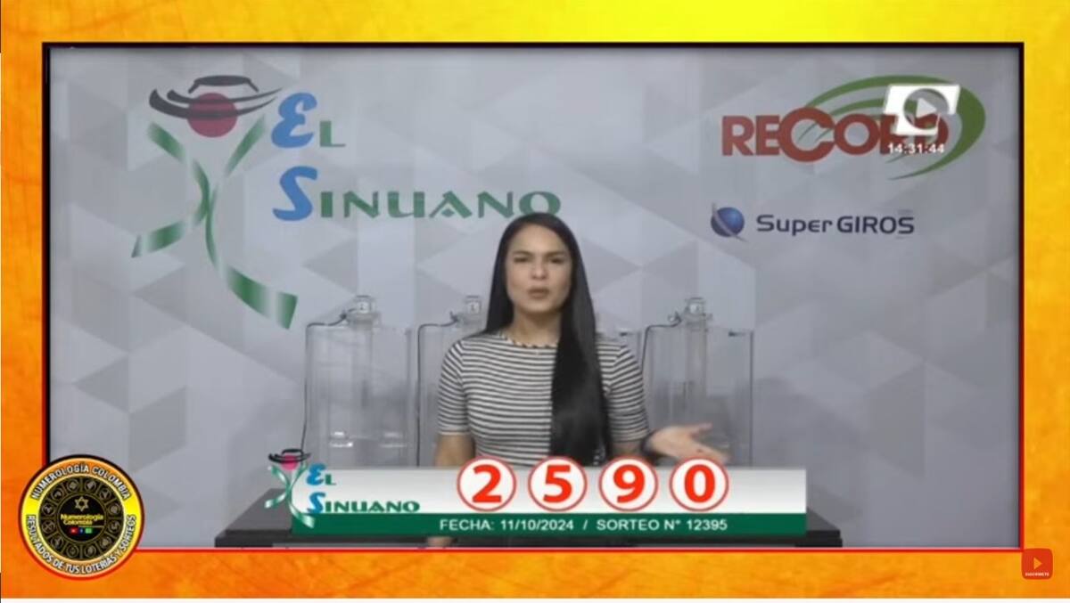 Resultado del sorteo del chance El Sinuano Día del 11 de octubre del 2024. // Foto de internet