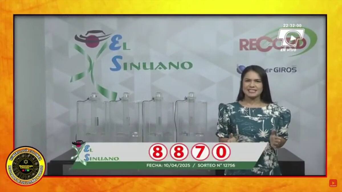Resultado del sorteo del chance El Sinuano Noche del 10 de abril del 2025.