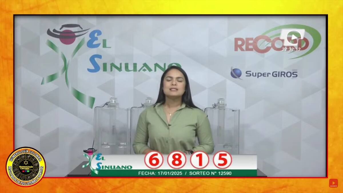 Resultado del sorteo del chance El Sinuano Noche del 17 de enero del 2025.