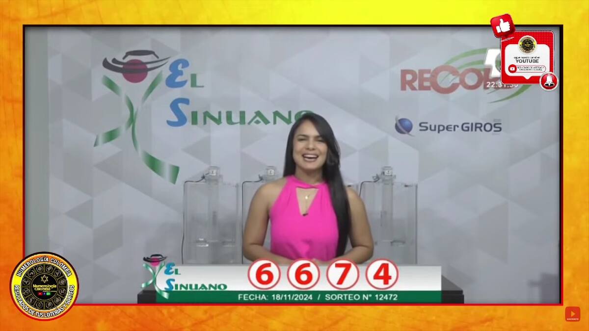 Resultado del sorteo del chance El Sinuano Noche del 18 de noviembre del 2024. // Foto de internet