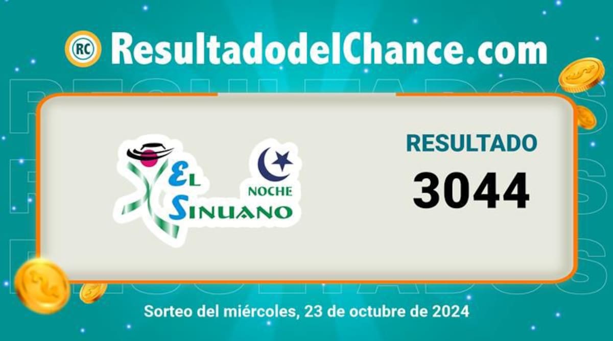 Resultado del sorteo del chance El Sinuano Noche del 23 de octubre del 2024. // Foto de internet