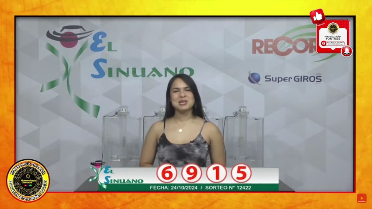 Resultado del sorteo del chance El Sinuano Noche del 24 de octubre del 2024. // Foto de internet