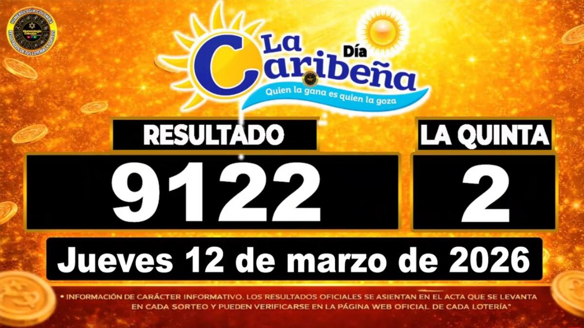 Resultado del sorteo del chance La Caribeña Día del 12 de marzo de 2026. // Foto: captura de pantalla