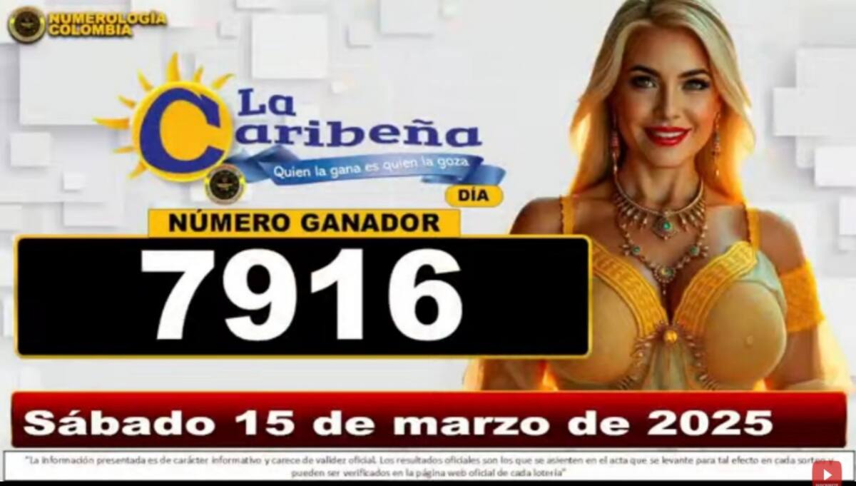 Resultado del sorteo del chance La Caribeña Día del 15 de marzo del 2025. // Foto de internet