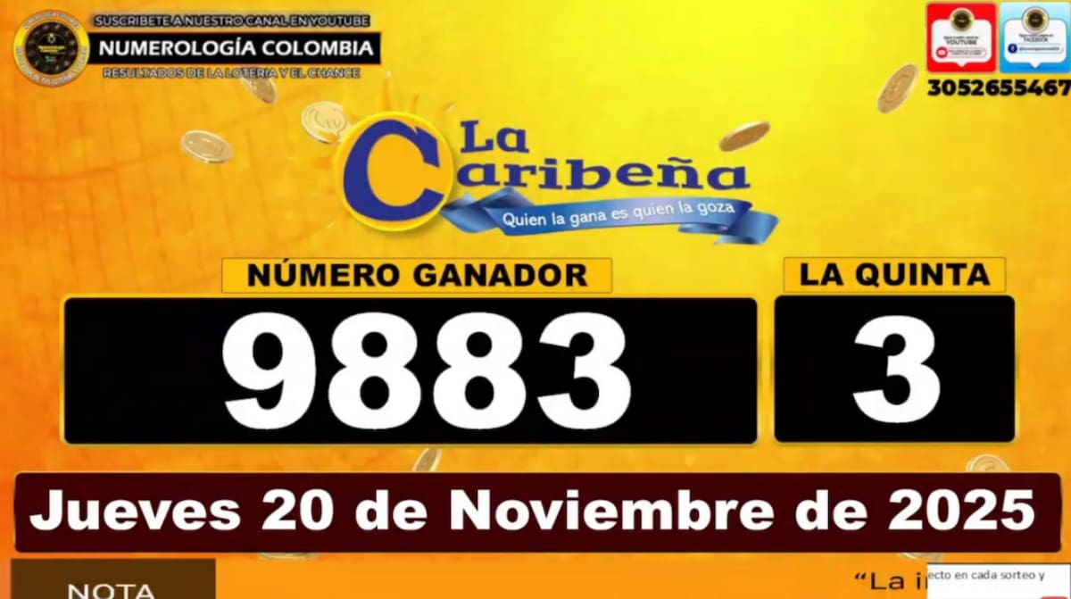 Resultado del sorteo del chance La Caribeña Día del 20 de noviembre del 2025 // Foto: captura de pntalla