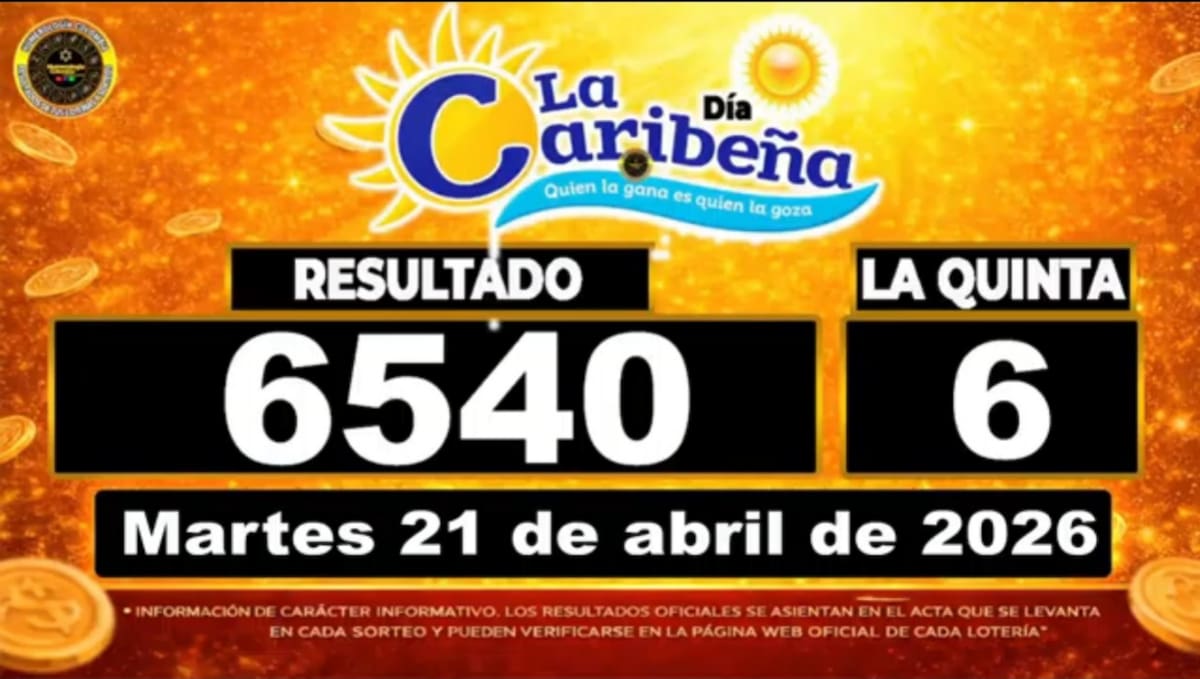 Resultado del sorteo del chance La Caribeña Día del 21 de abril de 2026. // Foto: captura de pantalla