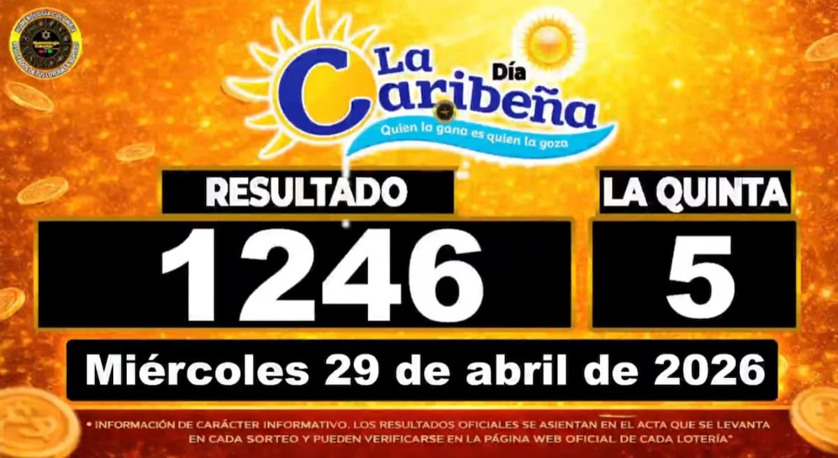 Resultado del sorteo del chance La Caribeña Día del 29 de abril de 2026. // Foto: captura de pantalla