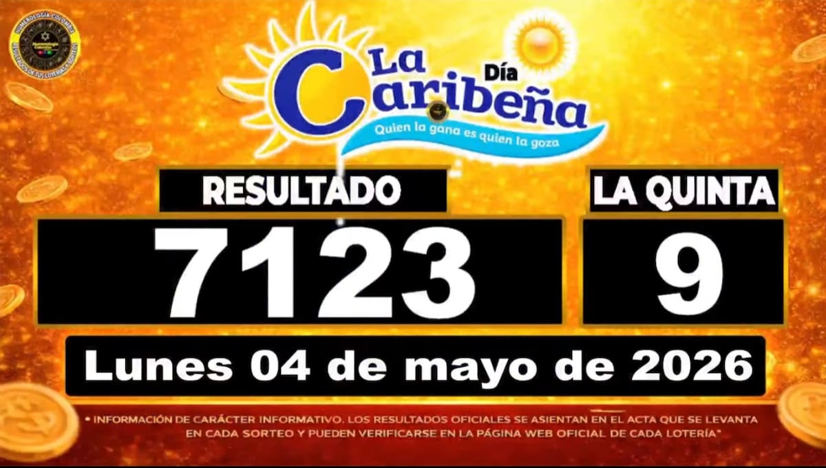 Resultado del sorteo del chance La Caribeña Día del 4 de mayo de 2026. // Foto: captura de pantalla