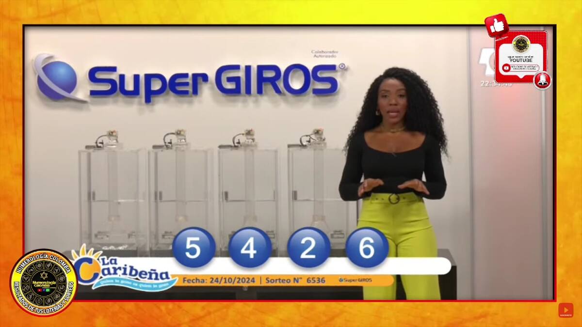 Resultado del sorteo del chance La Caribeña Noche del 24 de octubre del 2024. // Foto de internet