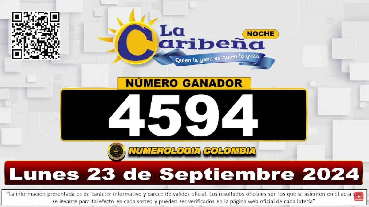 Resultado del sorteo del chance La Caribeña Noche del 24 de septiembre del 2024. // Foto de internet