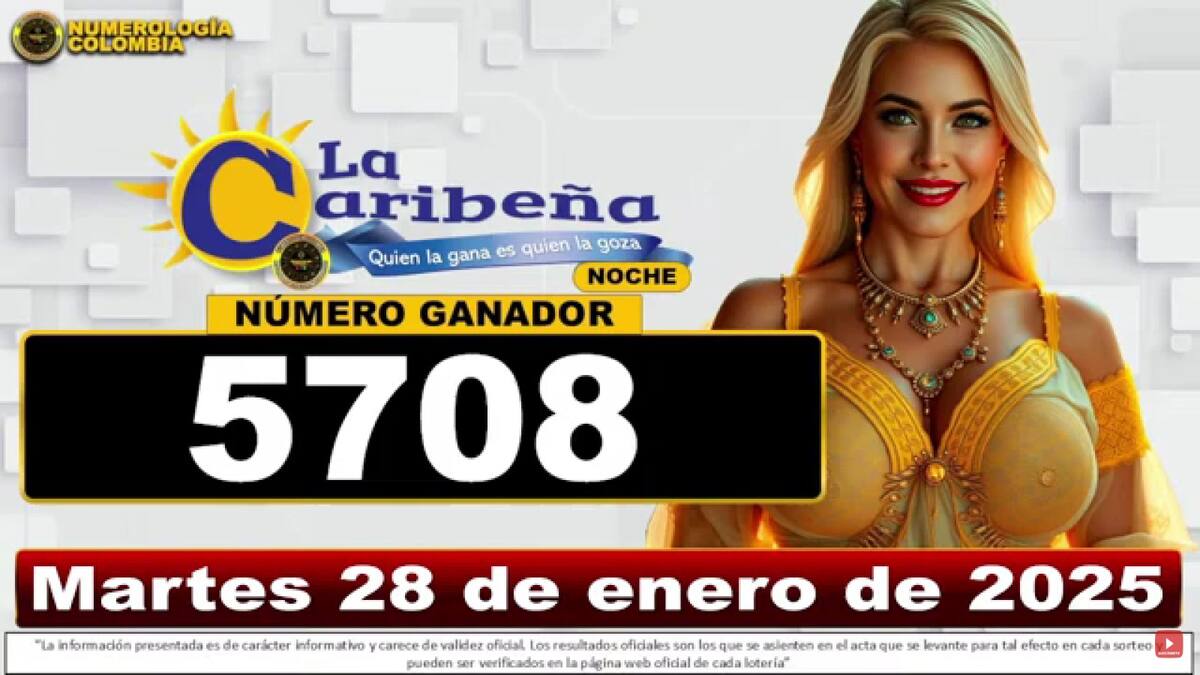 Resultado del sorteo del chance La Caribeña Noche del 28 de enero del 2025. // Foto de internet