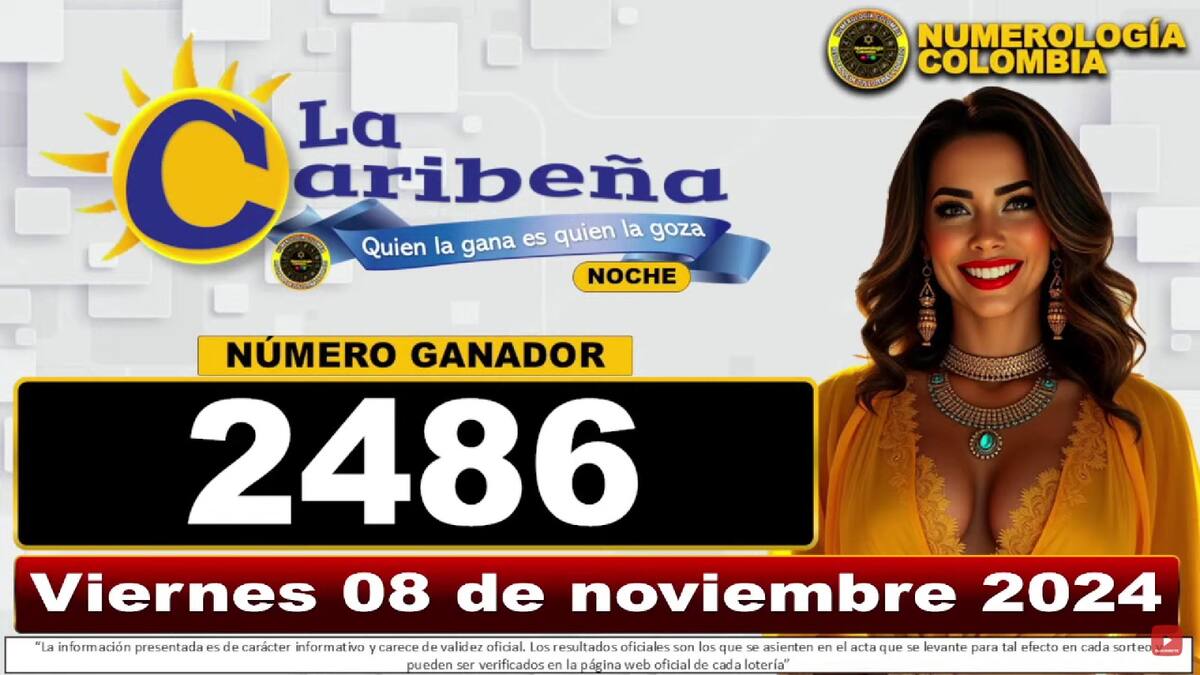 Resultado del sorteo del chance La Caribeña Noche del 8 de noviembre del 2024. // Foto de internet