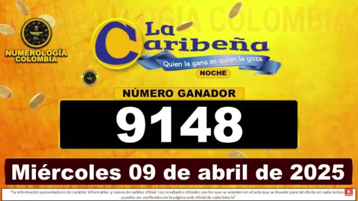 Resultado del sorteo del chance La Caribeña Noche del 9 de abril del 2025