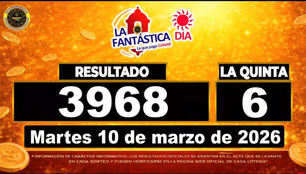 Resultado del sorteo del chance La Fantástica Día del 10 de marzo de 2026. // Foto: captura de pantalla