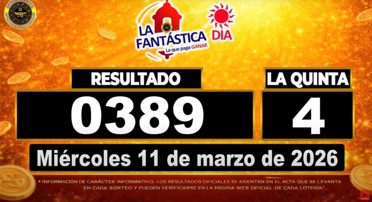 Resultado del sorteo del chance La Fantástica Día del 11 de marzo de 2026. // Foto: captura de pantalla
