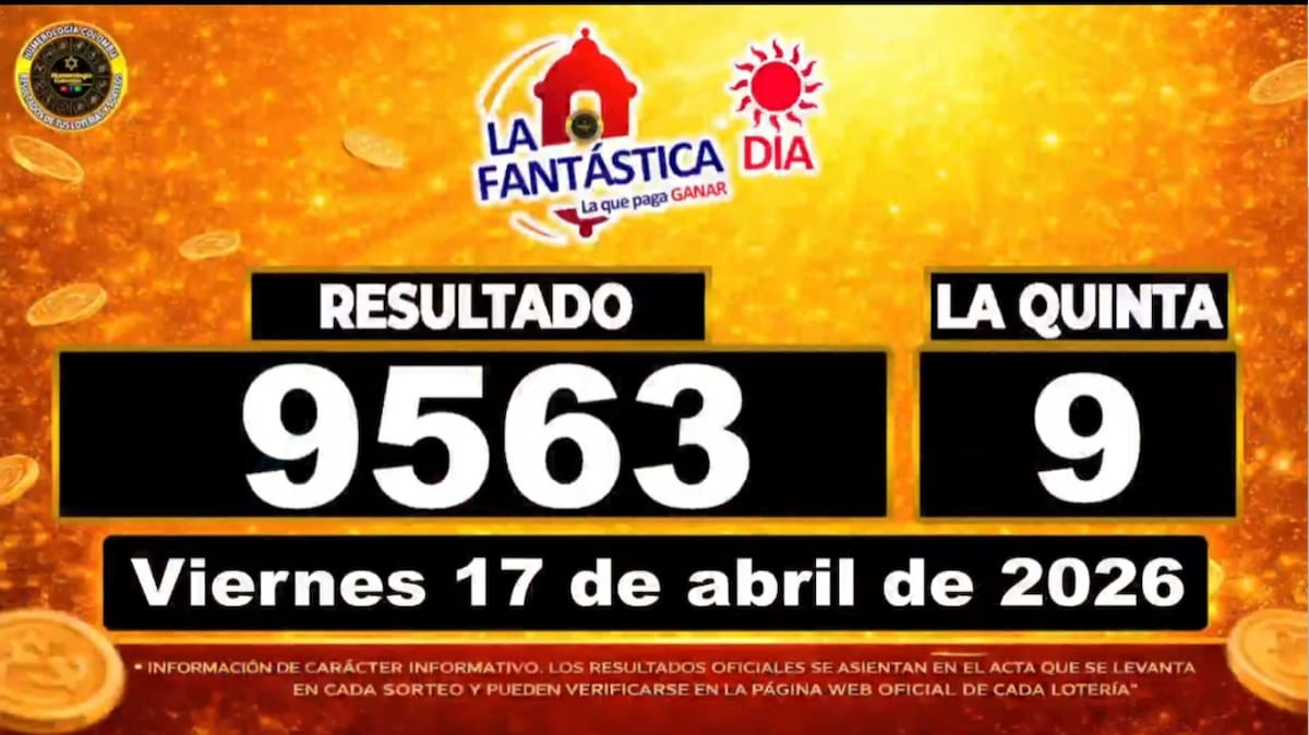 Resultado del sorteo del chance La Fantástica Día del 17 de abril de 2026. // Foto: captura de pantalla