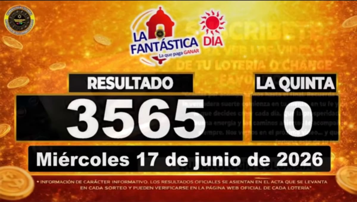 Resultado del sorteo del chance La Fantástica Día del 17 de junio de 2026. // Foto: captura de pantalla de Youtube @NumerologíaColombia