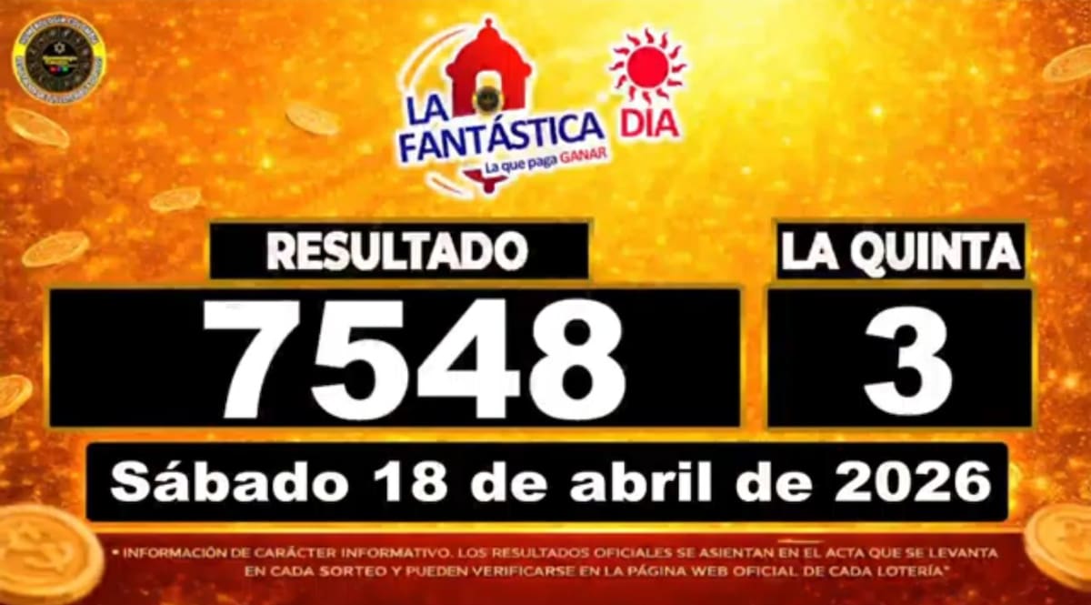 Resultado del sorteo del chance La Fantástica Día del 18 de abril de 2026. // Foto: captura de pantalla
