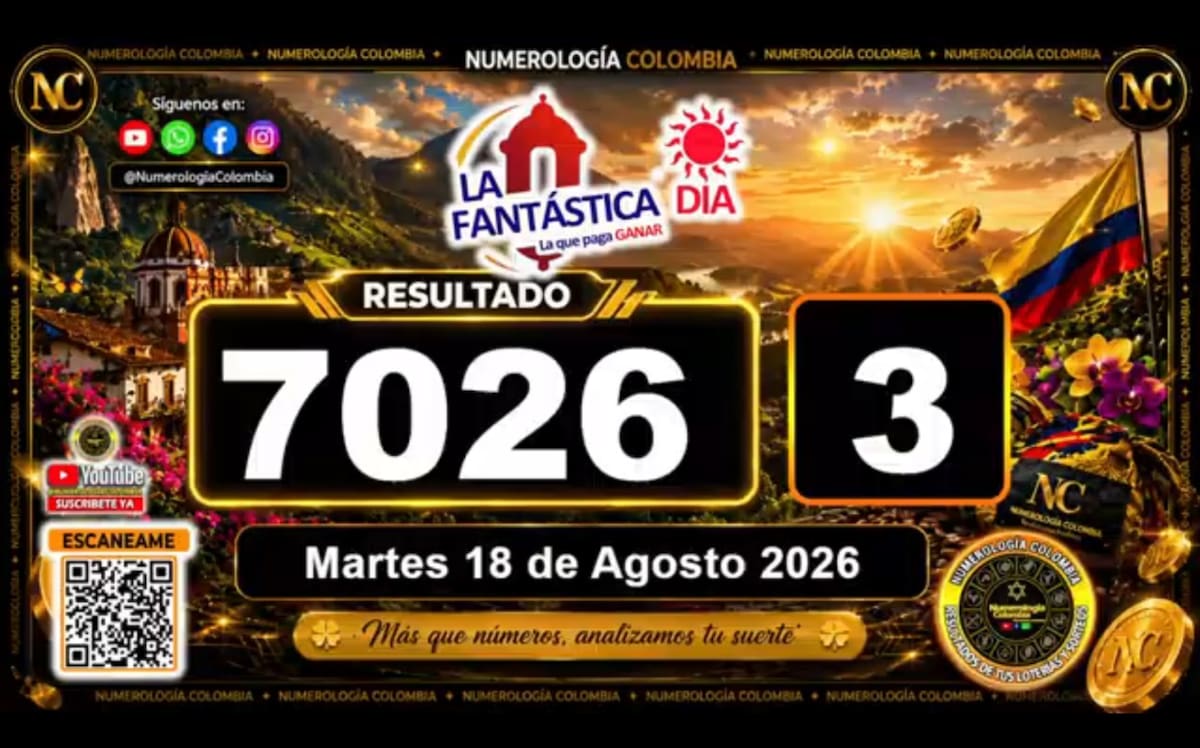 Resultado del sorteo del chance La Fantástica Día del 18 de agosto de 2026 // Foto: captura de pantalla de Youtube @NumerologíaColombia