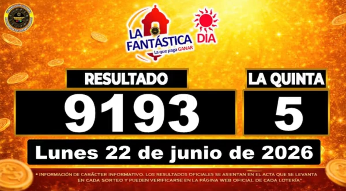Resultado del sorteo del chance La Fantástica Día del 22 de junio de 2026. // Foto: captura de pantalla de Youtube @NumerologíaColombia